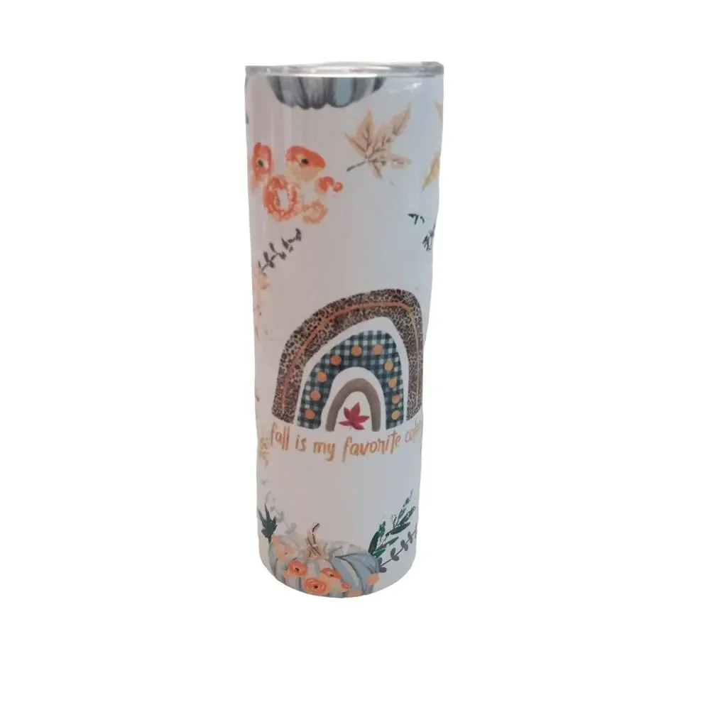 Fall is My Favorite Color Pumpkin Rainbow 20 oz. Skinny Tumbler cup Hot Cold Mug